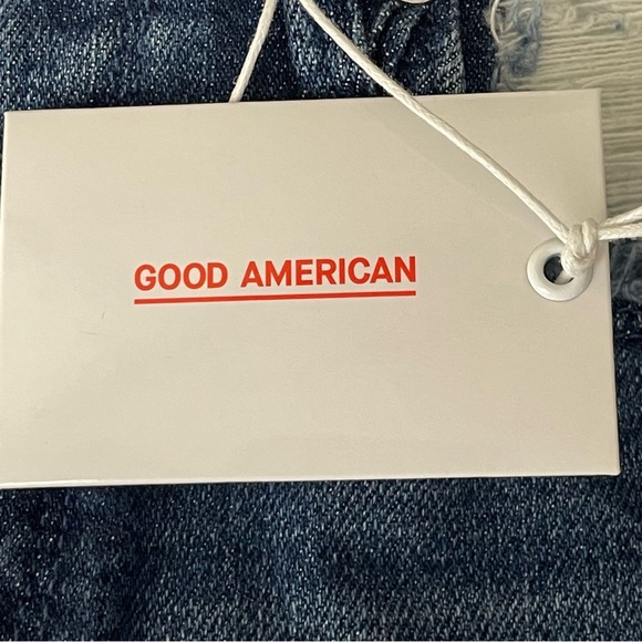 GOOD AMERICAN NWT GOOD CURVE RIPPED HIGH WAIST ANKLE STRAIGHT LEG JEANS 0/25 - Picture 7 of 12